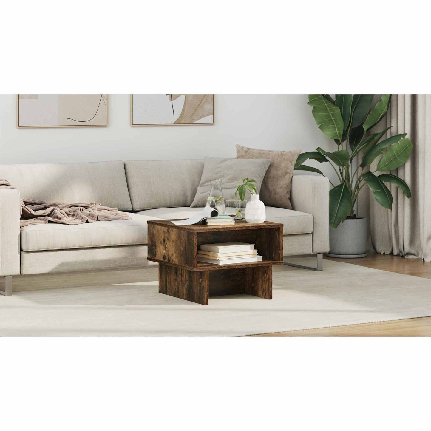 Coffee Table Smoked Oak 48 x 46 x 35 cm Engineered Wood