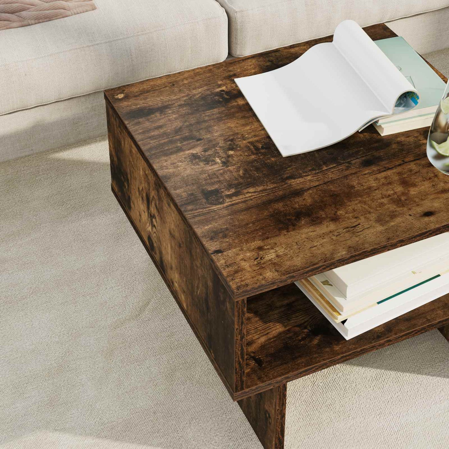 Coffee Table Smoked Oak 48 x 46 x 35 cm Engineered Wood