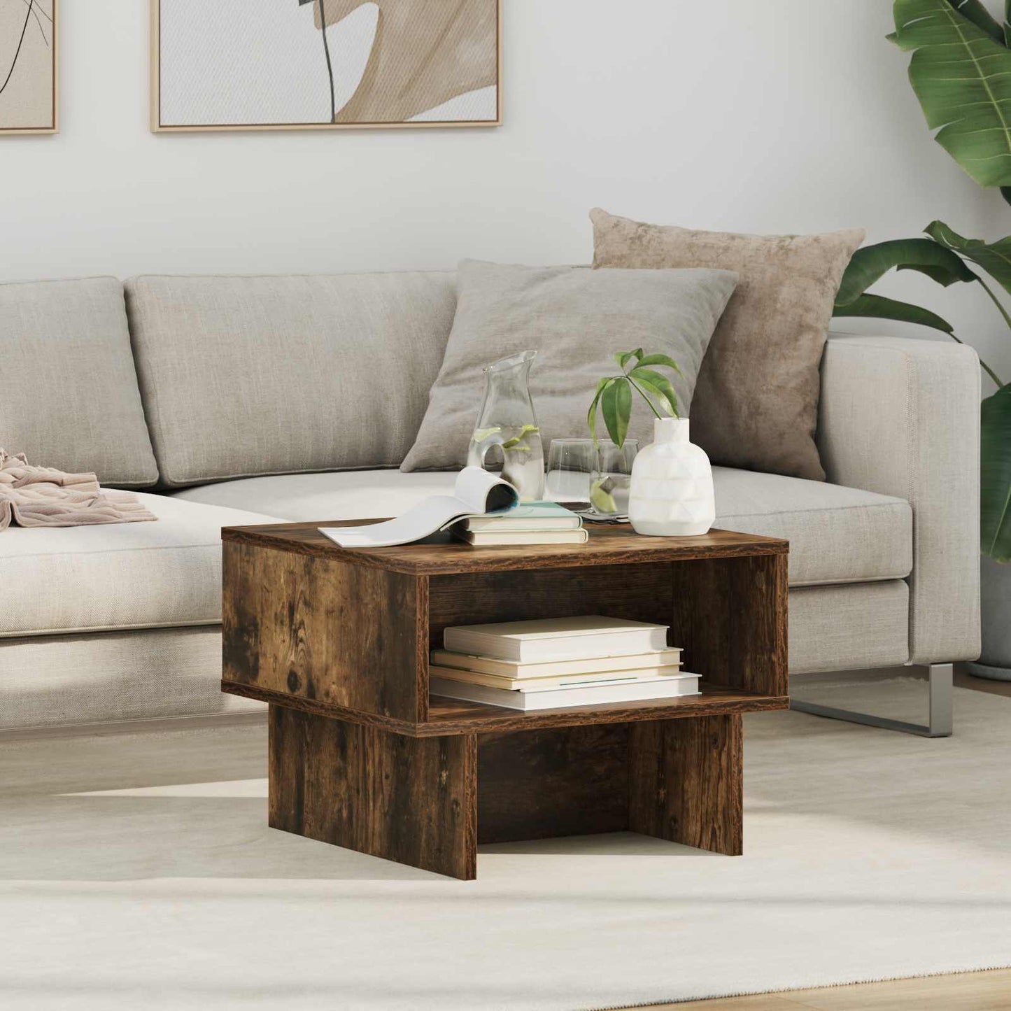 Coffee Table Smoked Oak 48 x 46 x 35 cm Engineered Wood
