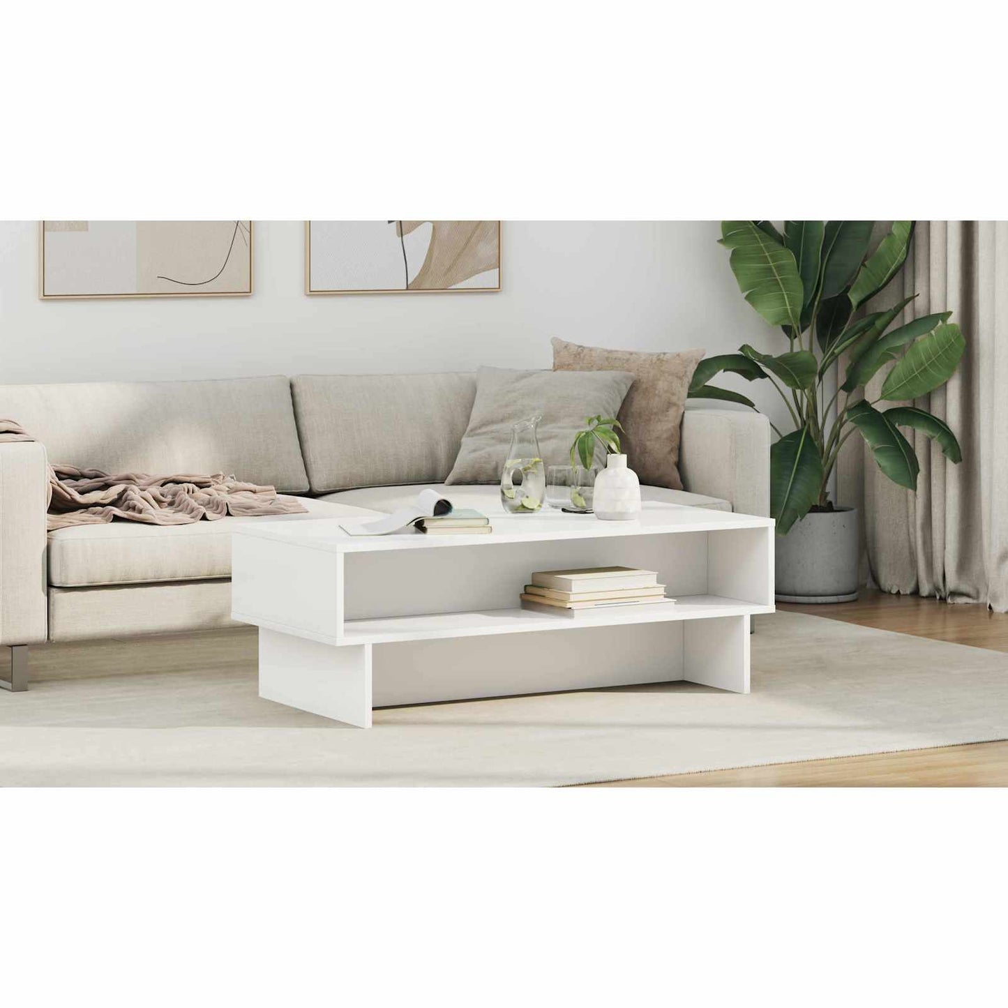 Coffee Table White 100 x 46 x 35 cm Engineered Wood