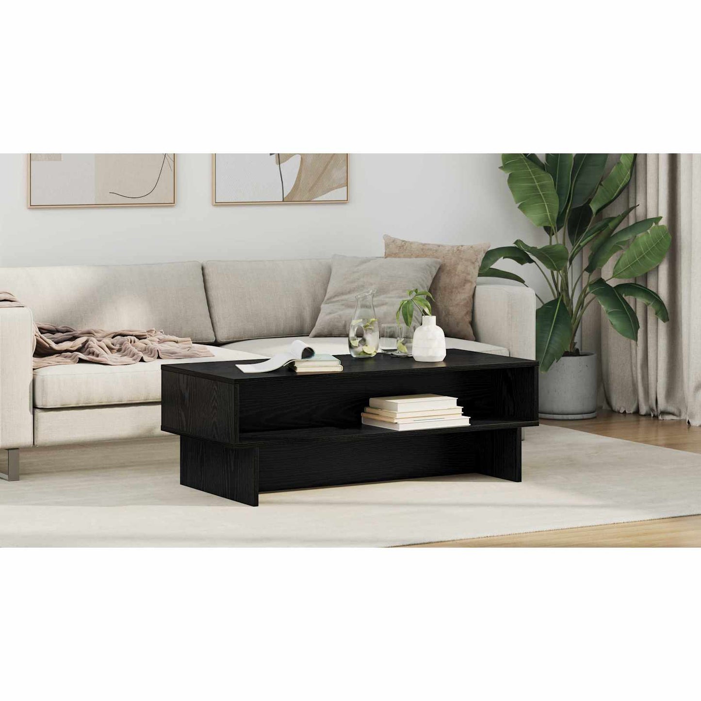 Coffee Table Black Oak 100 x 46 x 35 cm Engineered Wood