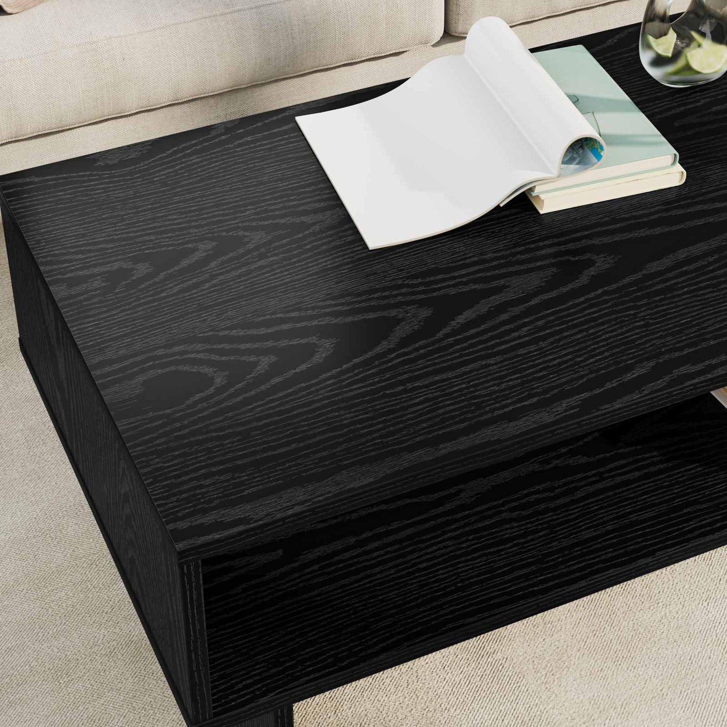 Coffee Table Black Oak 100 x 46 x 35 cm Engineered Wood