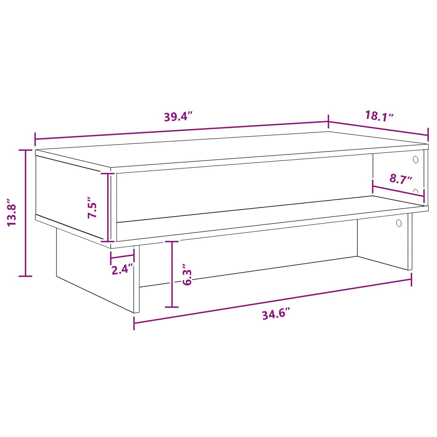 Coffee Table Concrete Grey 100 x 46 x 35 cm Engineered Wood