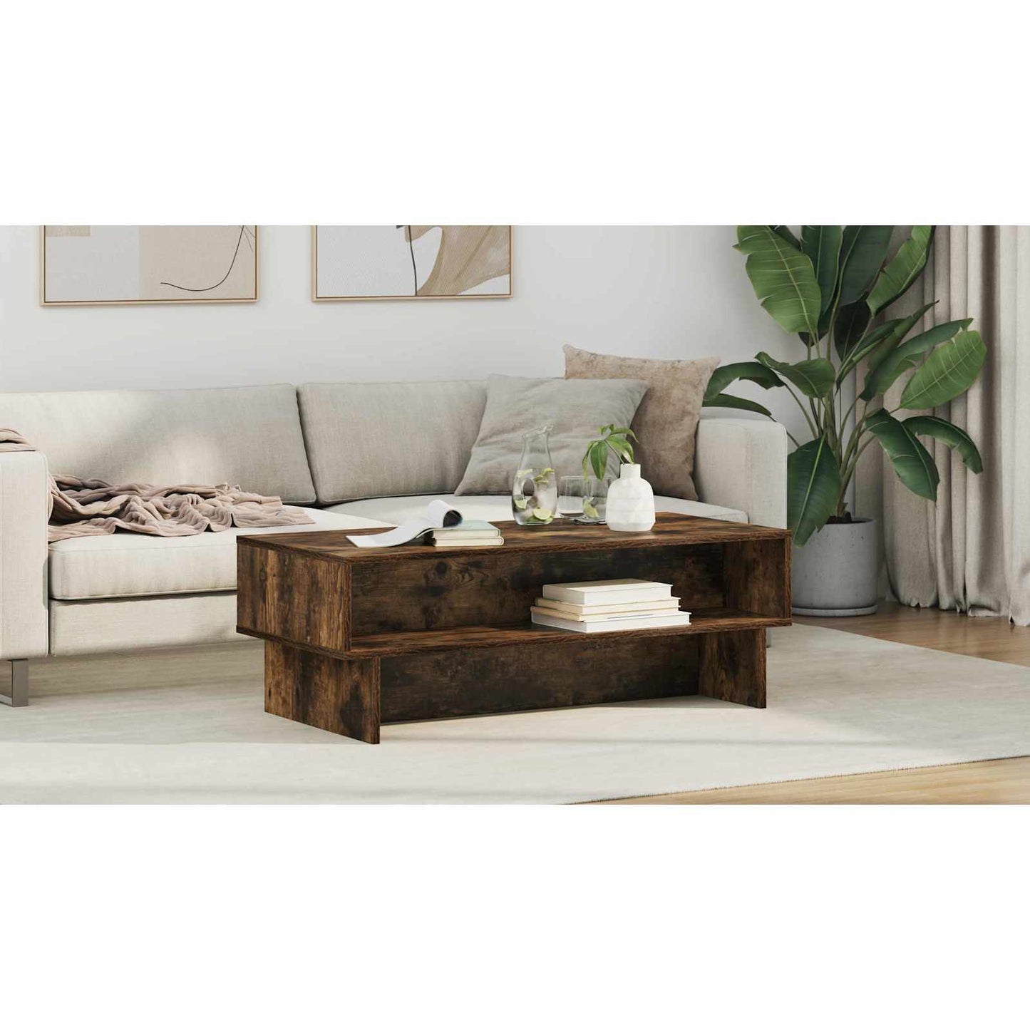 Coffee Table Smoked Oak 100 x 46 x 35 cm Engineered Wood