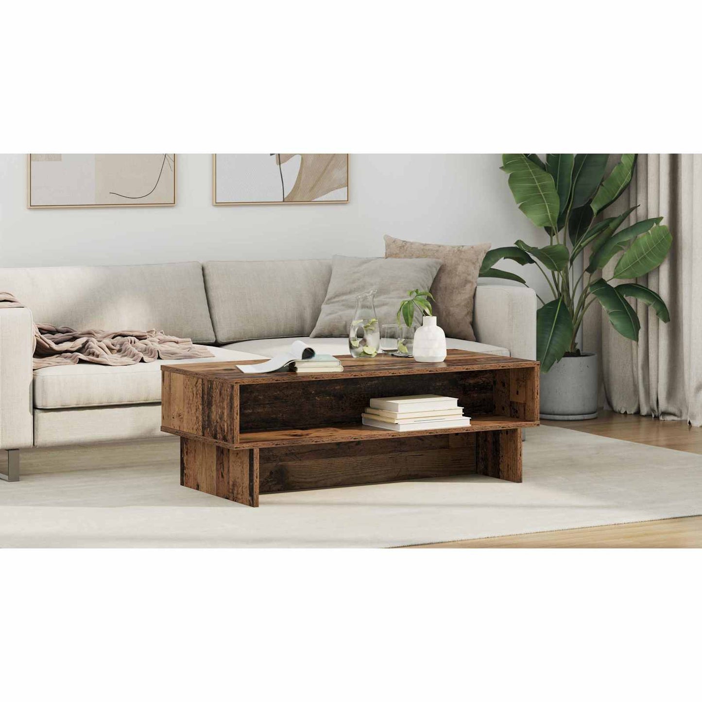 Coffee Table Old Wood 100 x 46 x 35 cm Engineered Wood