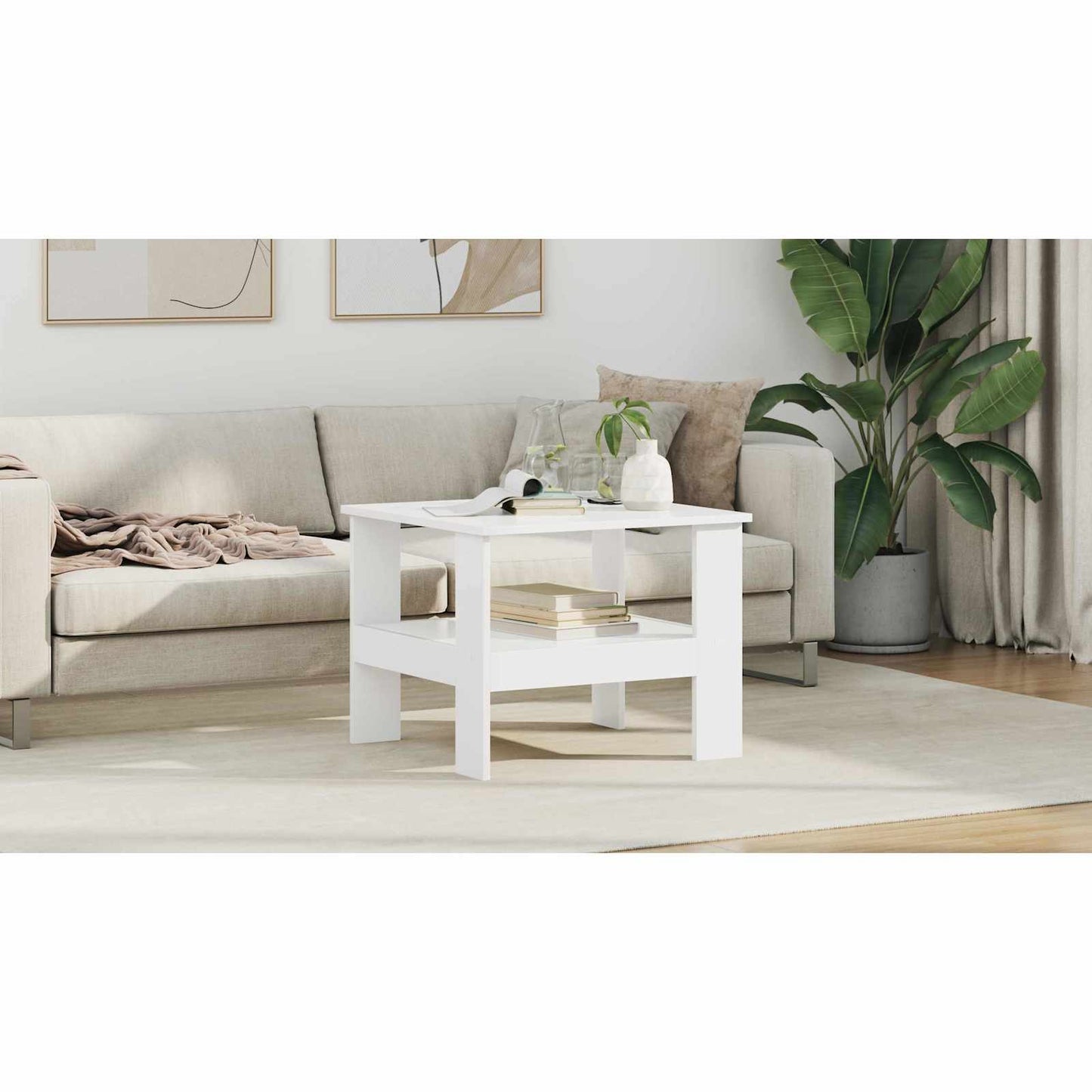 Coffee Table White 57 x 55 x 45 cm Engineered Wood