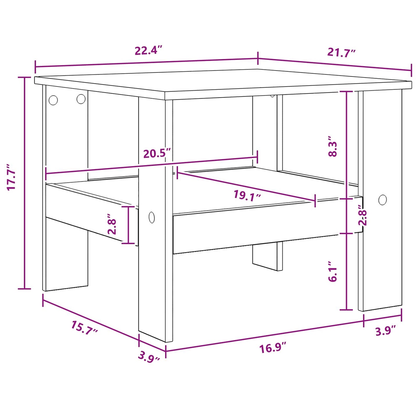 Coffee Table White 57 x 55 x 45 cm Engineered Wood