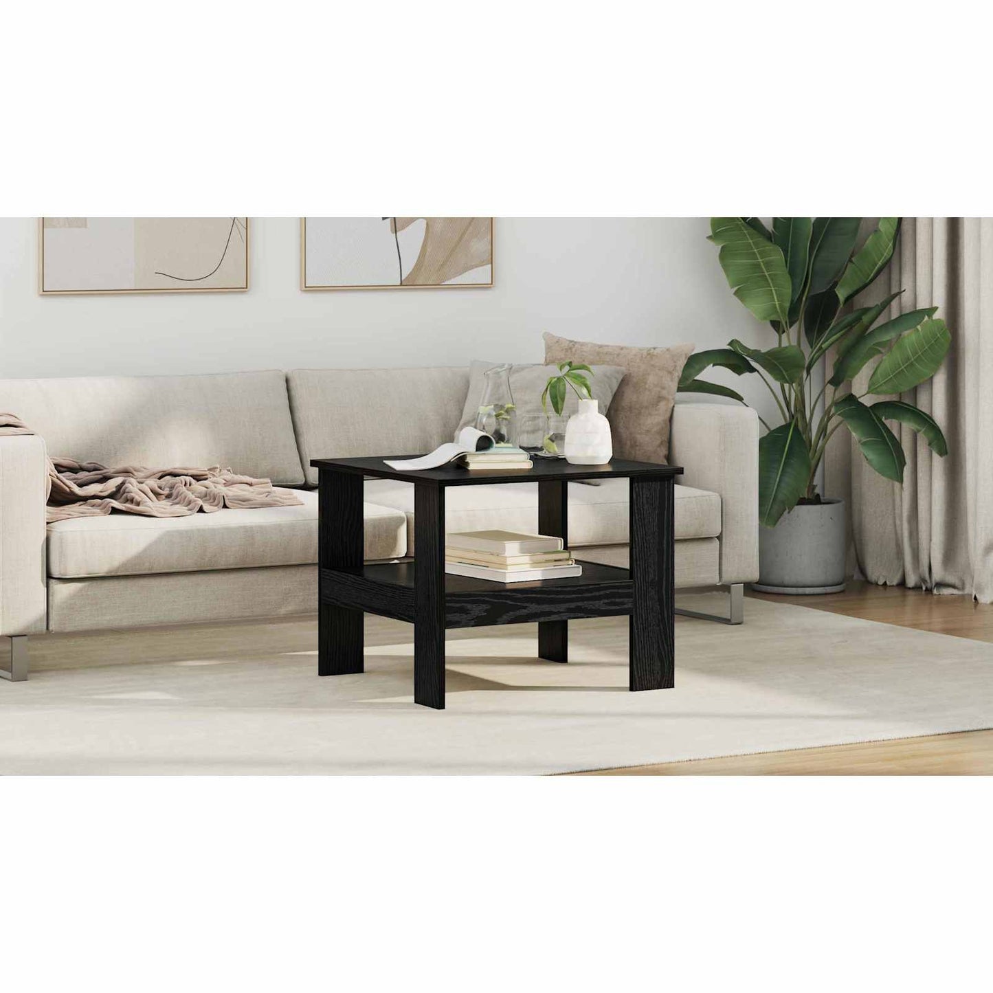 Coffee Table Black Oak 57 x 55 x 45 cm Engineered Wood