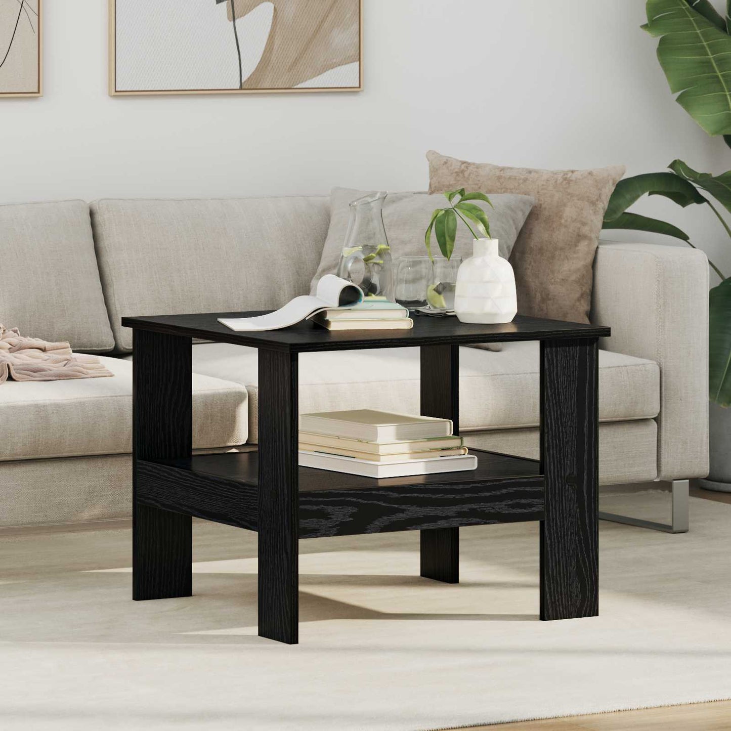 Coffee Table Black Oak 57 x 55 x 45 cm Engineered Wood