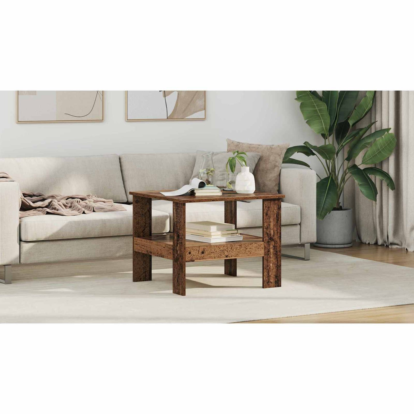 Coffee Table Old Wood 57 x 55 x 45 cm Engineered Wood