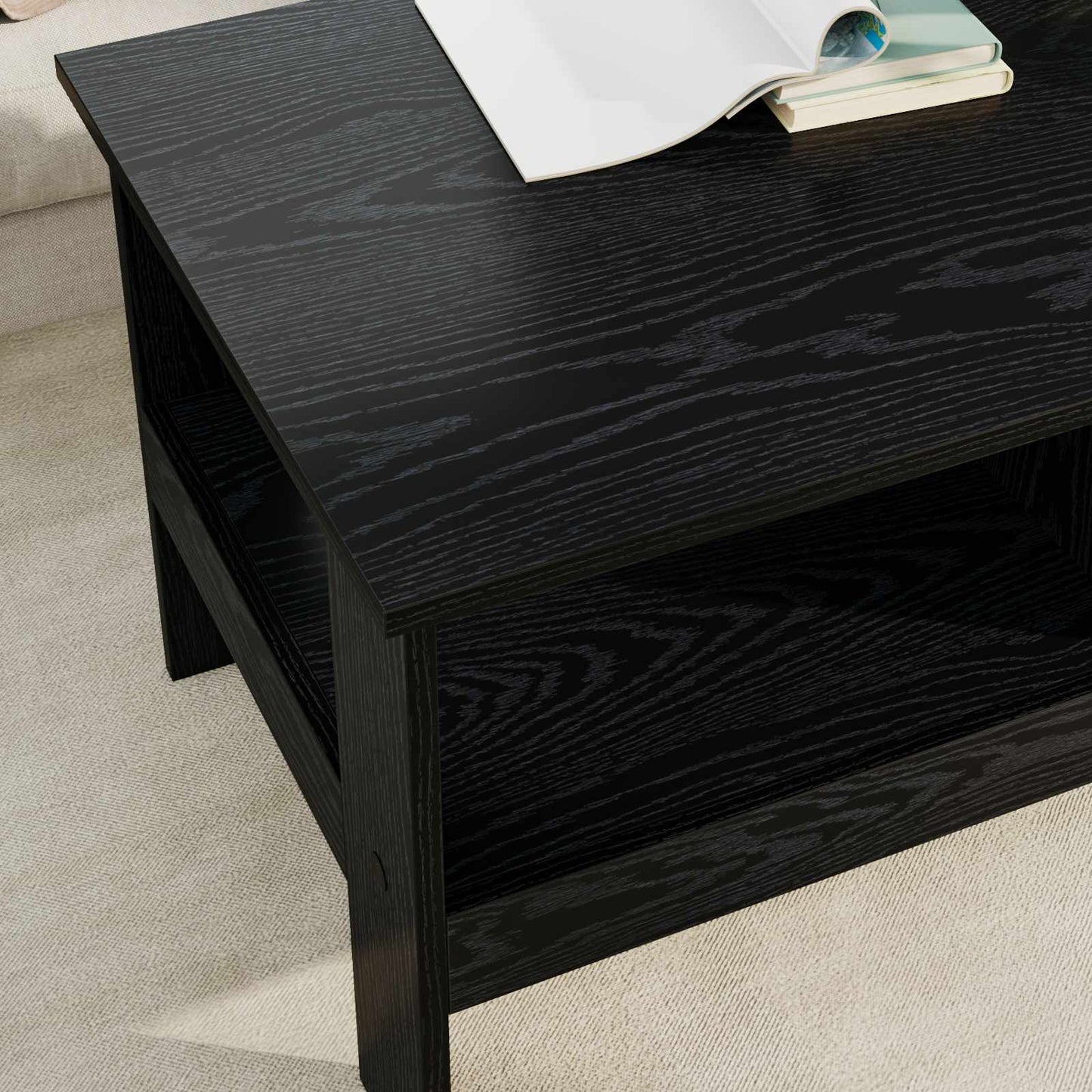 Coffee Table Black Oak 90 x 50 x 45 cm Engineered Wood