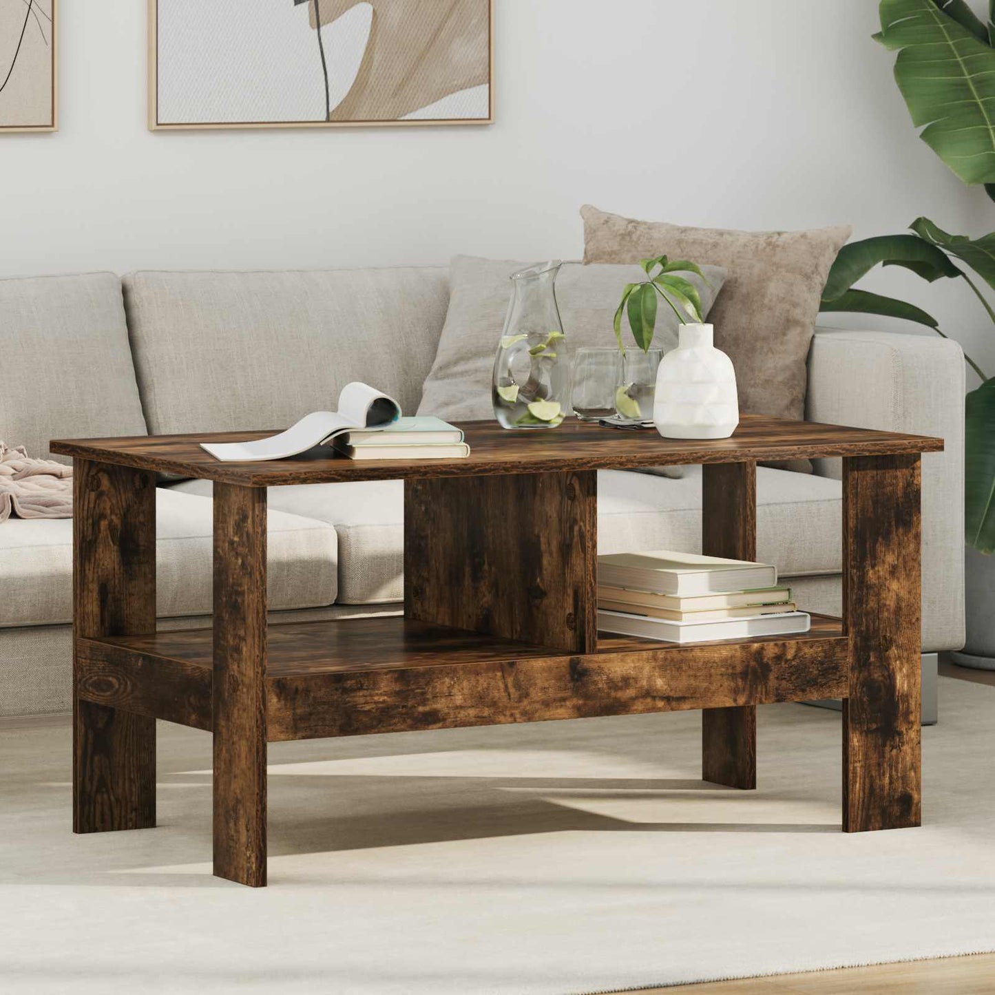 Coffee Table Smoked Oak 90 x 50 x 45 cm Engineered Wood