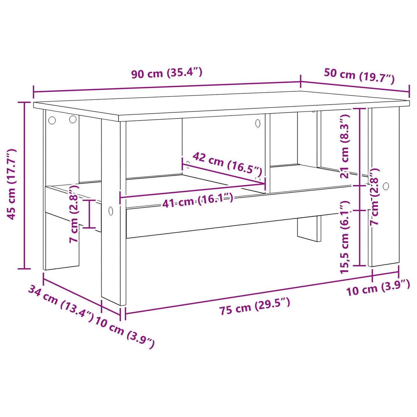 Coffee Table Grey Sonoma 90 x 50 x 45 cm Engineered Wood