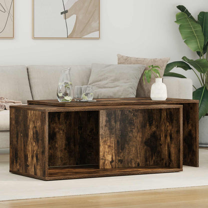 Coffee Table Set 2 pcs Smoked Oak Engineered Wood