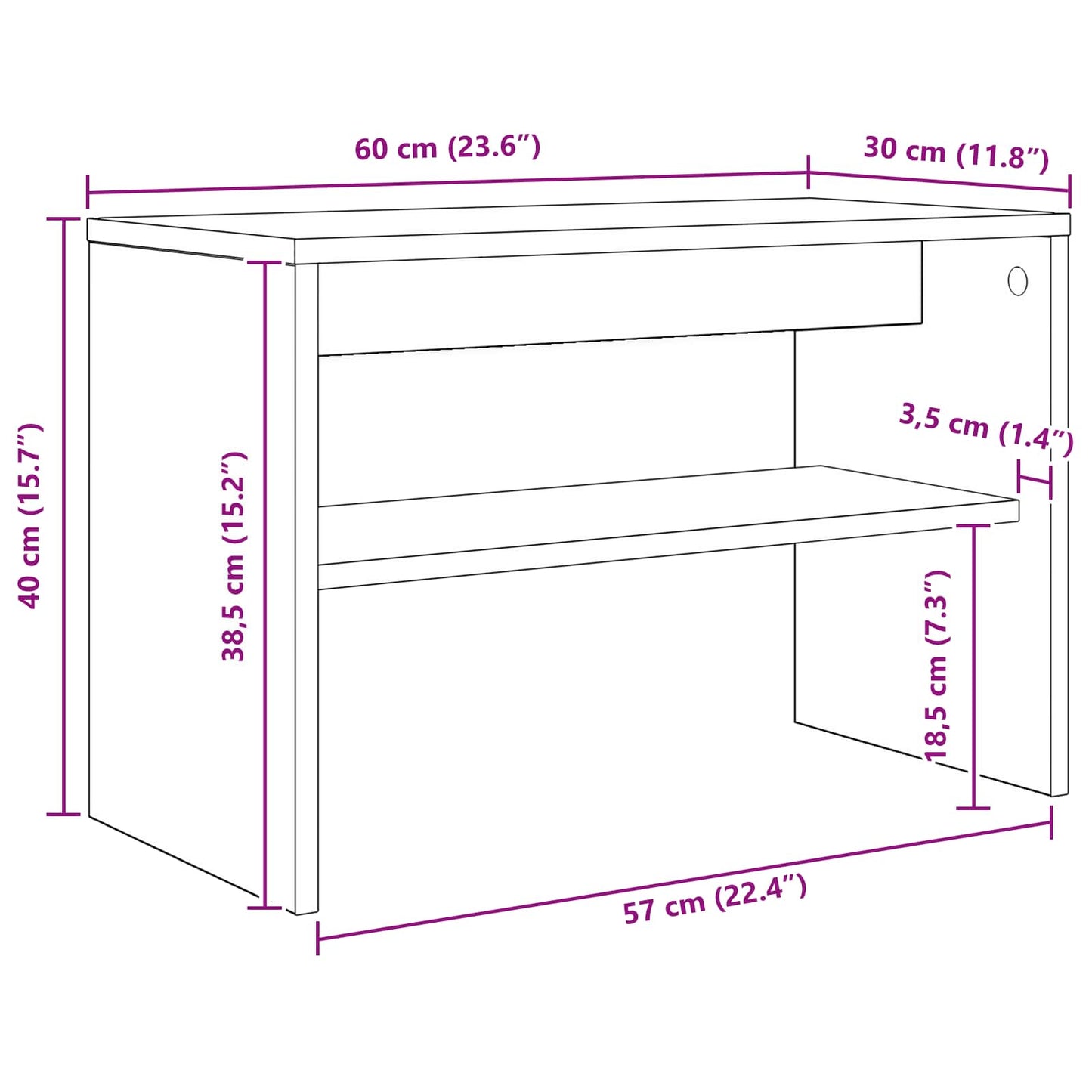 TV Cabinet 60 x 30 x 40 cm Grey Sonoma Engineered Wood