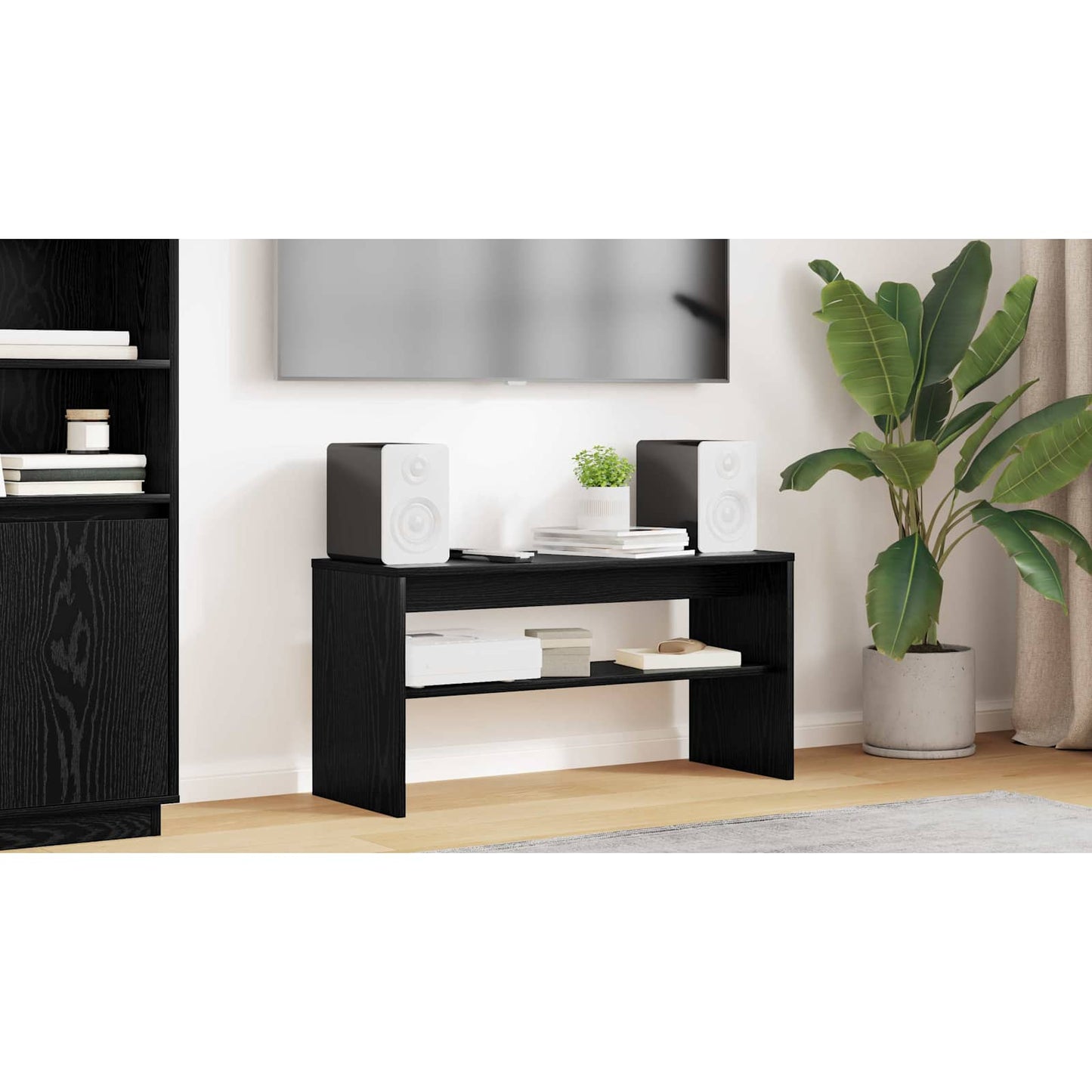 TV Cabinet Black Oak 80 x 30 x 40 cm Engineered Wood
