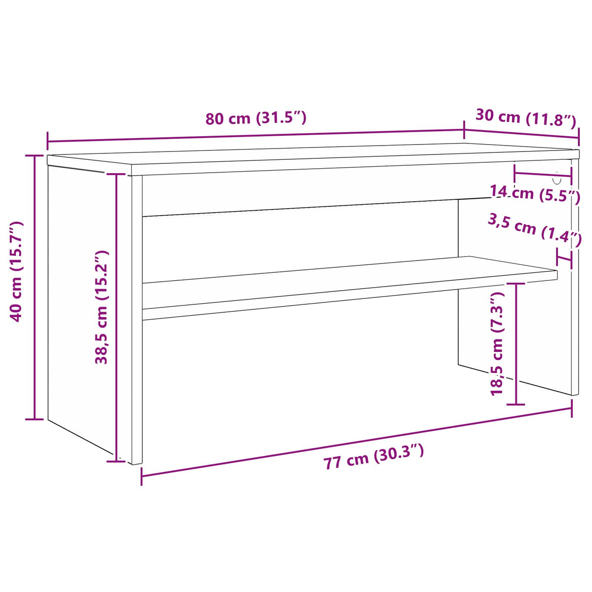 TV Cabinet 80 x 30 x 40 cm Sonoma Oak Engineered Wood