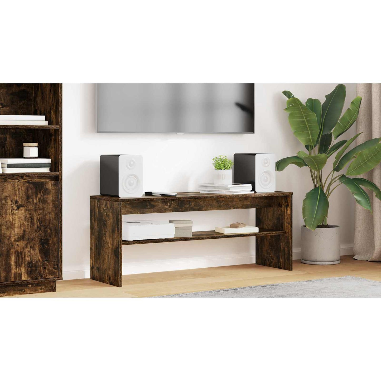 TV Cabinet Smoked Oak 100 x 30 x 40 cm Engineered Wood
