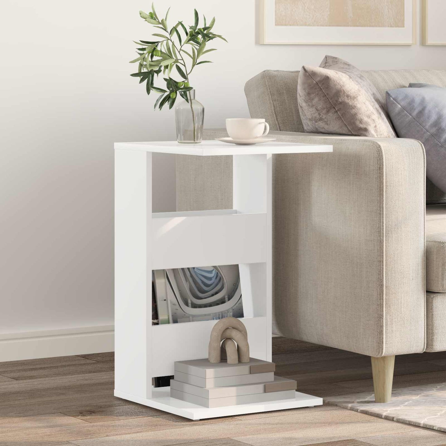 Side Table White 40 x 35 x 60.5 cm Engineered Wood