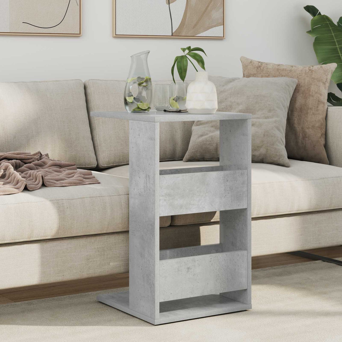 Side Table Concrete Grey 40 x 35 x 60.5 cm Engineered Wood