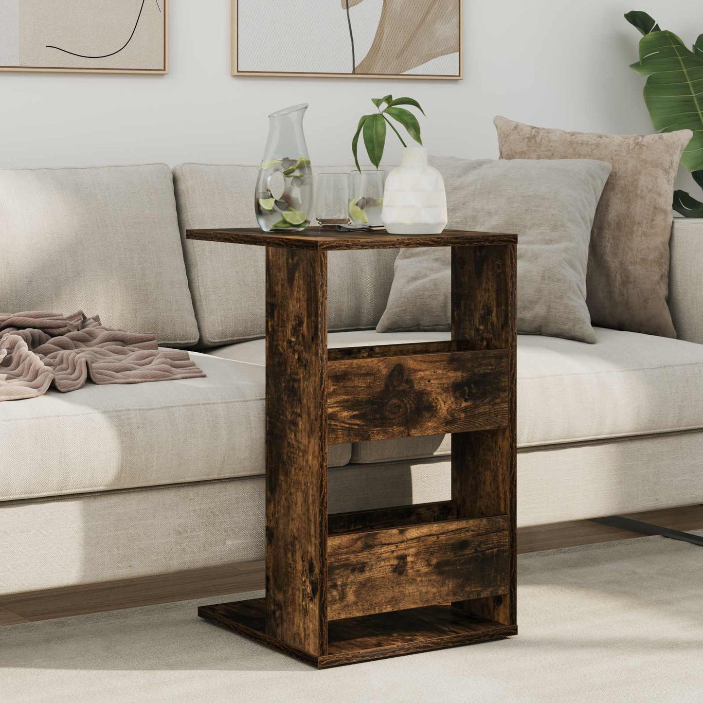 Side Table Smoked Oak 40 x 35 x 60.5 cm Engineered Wood