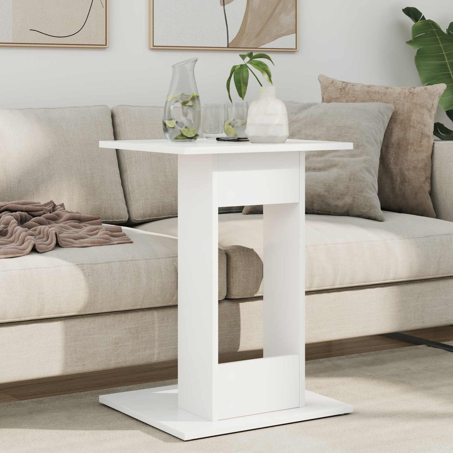 Side Table White 45 x 40 x 62.5 cm Engineered Wood
