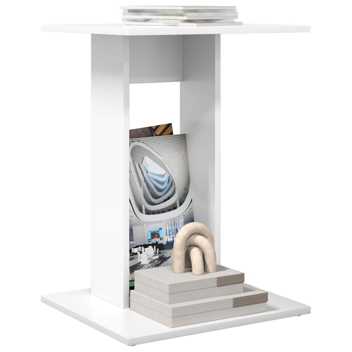 Side Table White 45 x 40 x 62.5 cm Engineered Wood