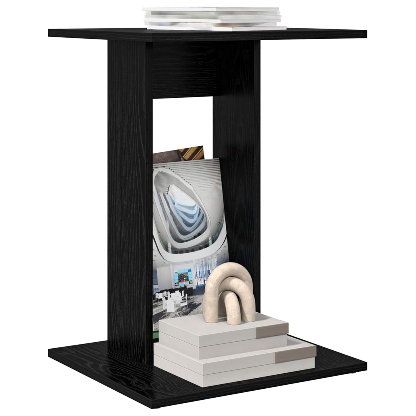 Side Table Black Oak 45 x 40 x 62.5 cm Engineered Wood