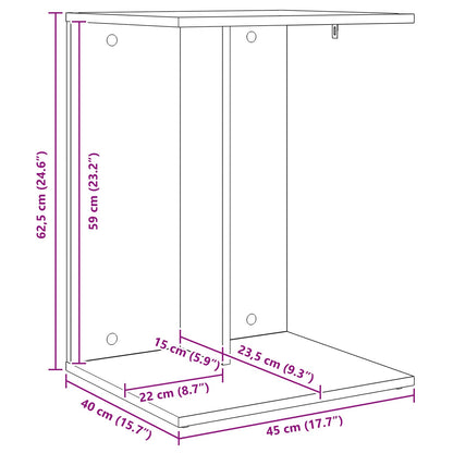 Side Table Black Oak 45 x 40 x 62.5 cm Engineered Wood