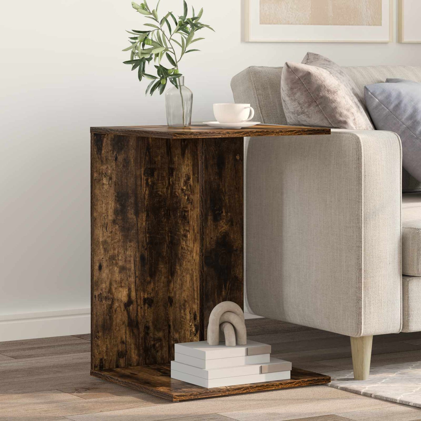 Side Table Smoked Oak 45 x 40 x 62.5 cm Engineered Wood