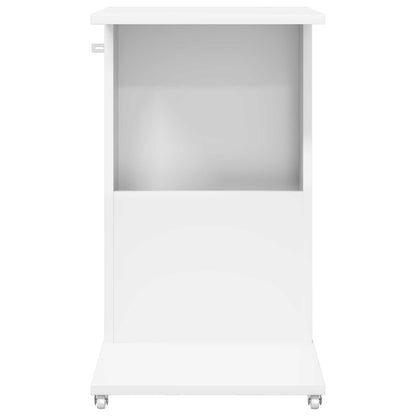 Side Table with Wheel White 40 x 35 x 60 cm Engineered Wood