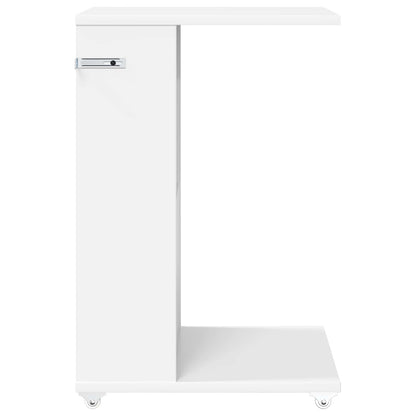 Side Table with Wheel White 40 x 35 x 60 cm Engineered Wood