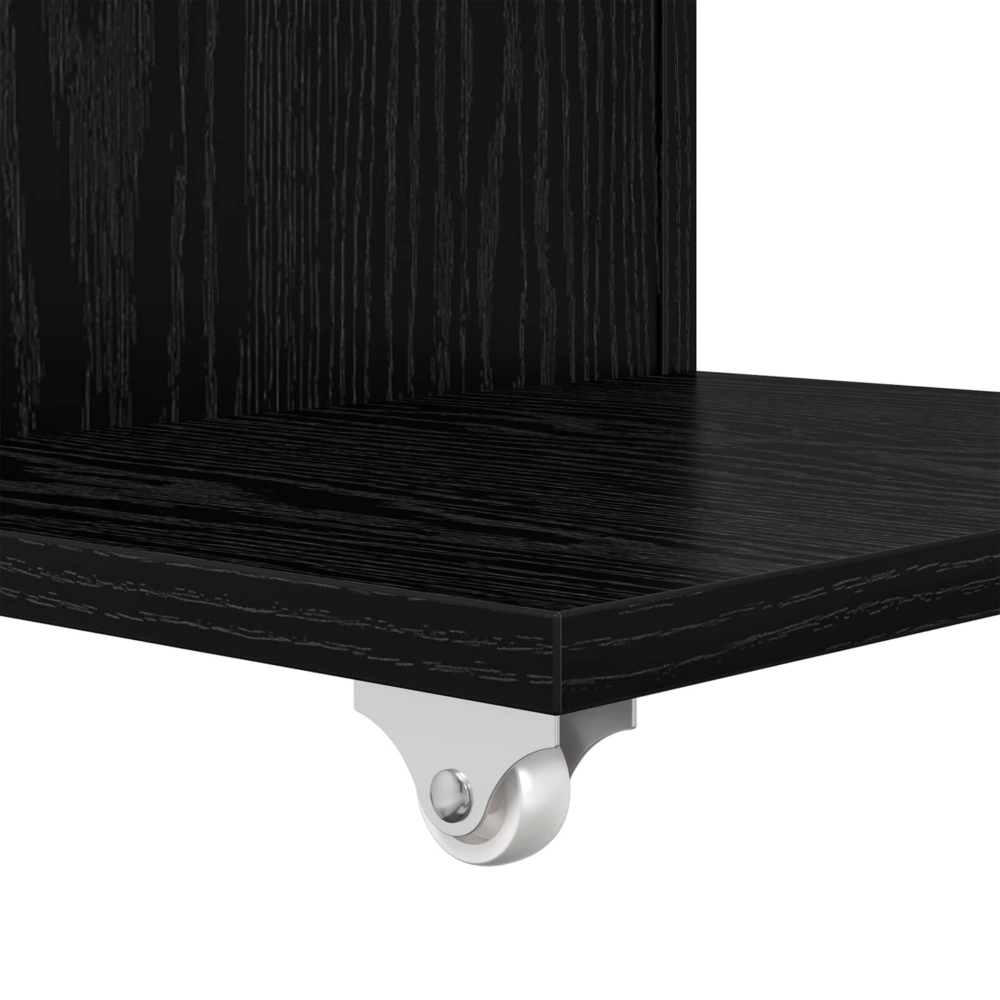 Side Table with Wheel Black Oak 40 x 35 x 60 cm Engineered Wood