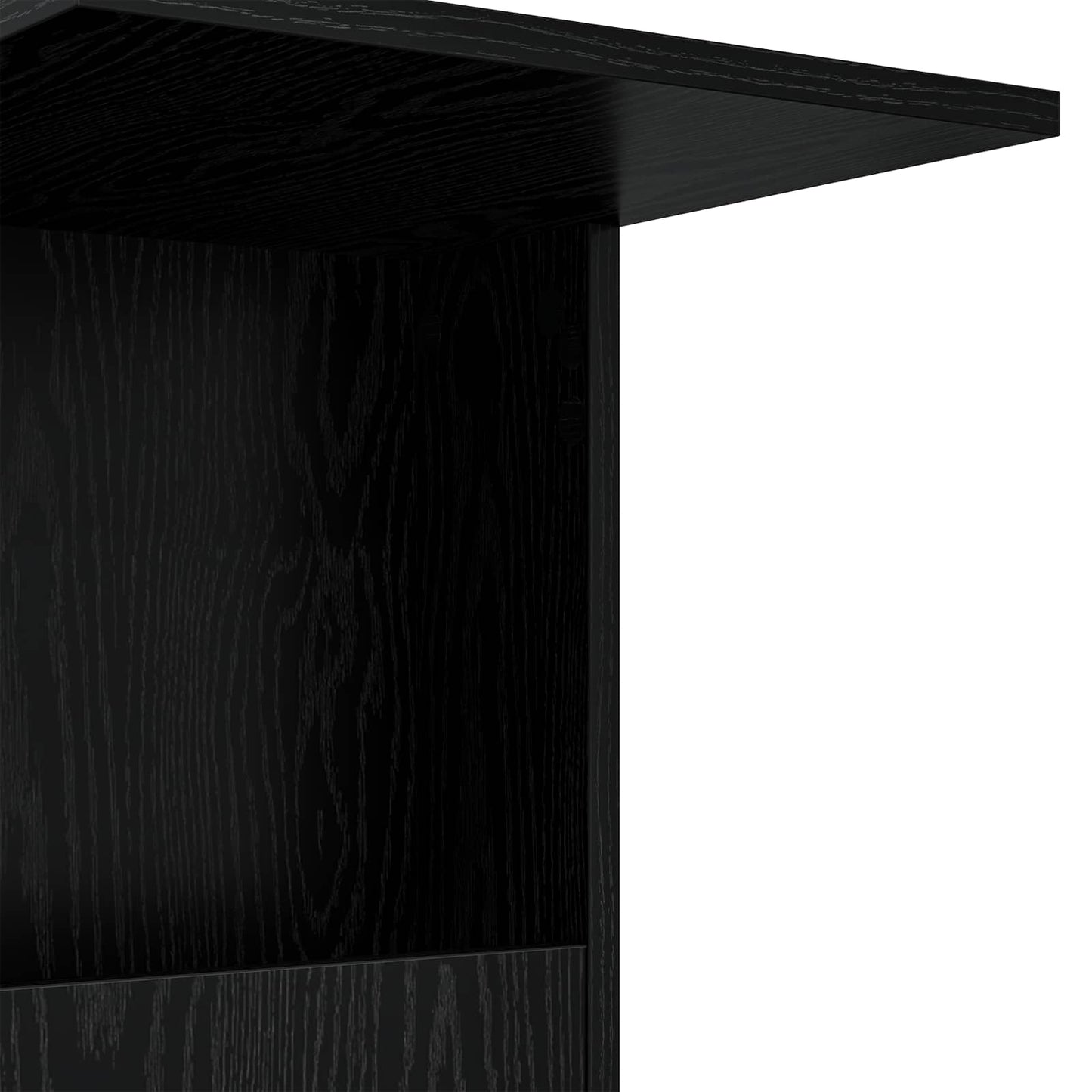 Side Table with Wheel Black Oak 40 x 35 x 60 cm Engineered Wood