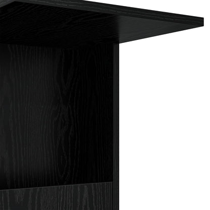 Side Table with Wheel Black Oak 40 x 35 x 60 cm Engineered Wood
