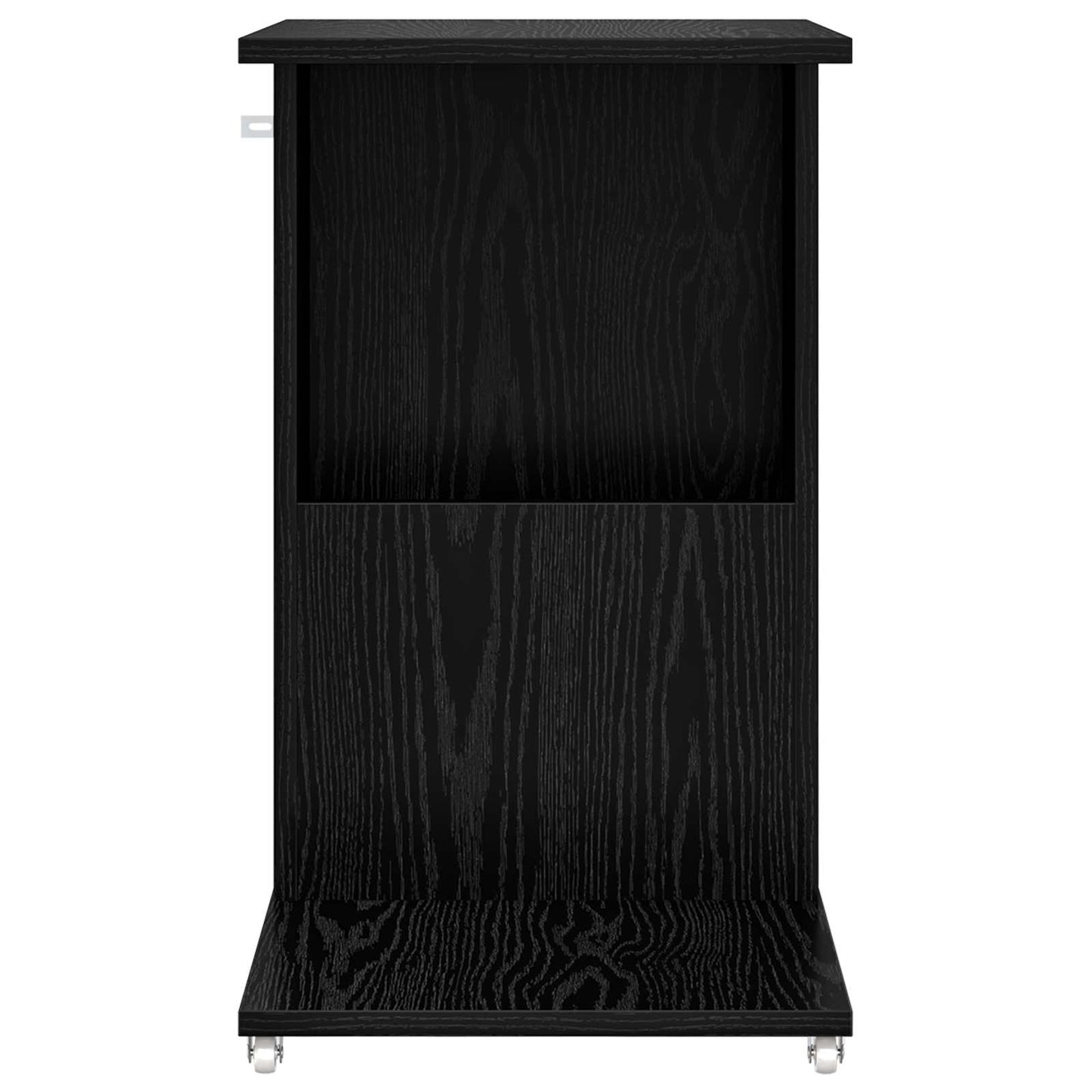 Side Table with Wheel Black Oak 40 x 35 x 60 cm Engineered Wood