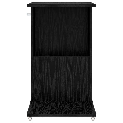 Side Table with Wheel Black Oak 40 x 35 x 60 cm Engineered Wood