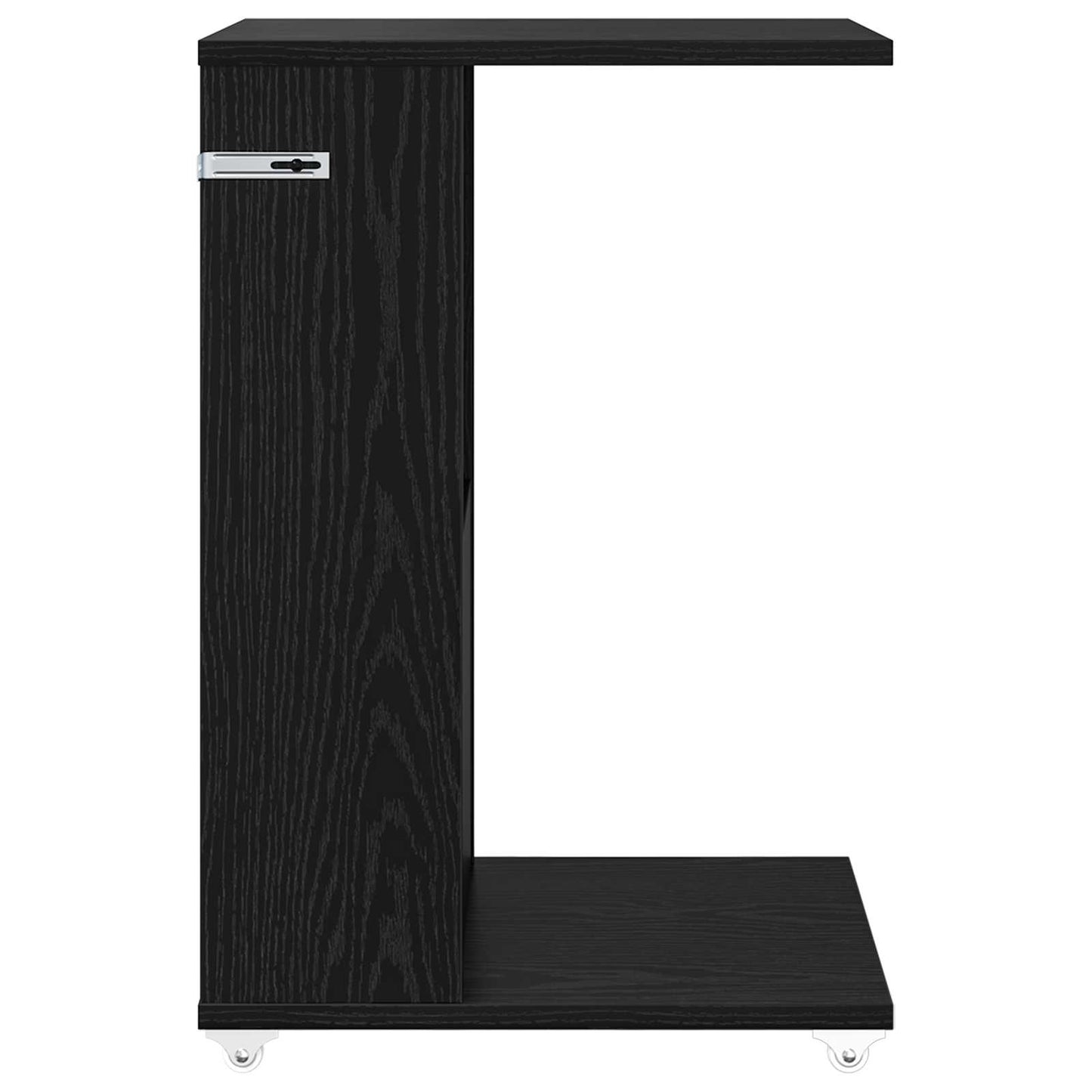 Side Table with Wheel Black Oak 40 x 35 x 60 cm Engineered Wood