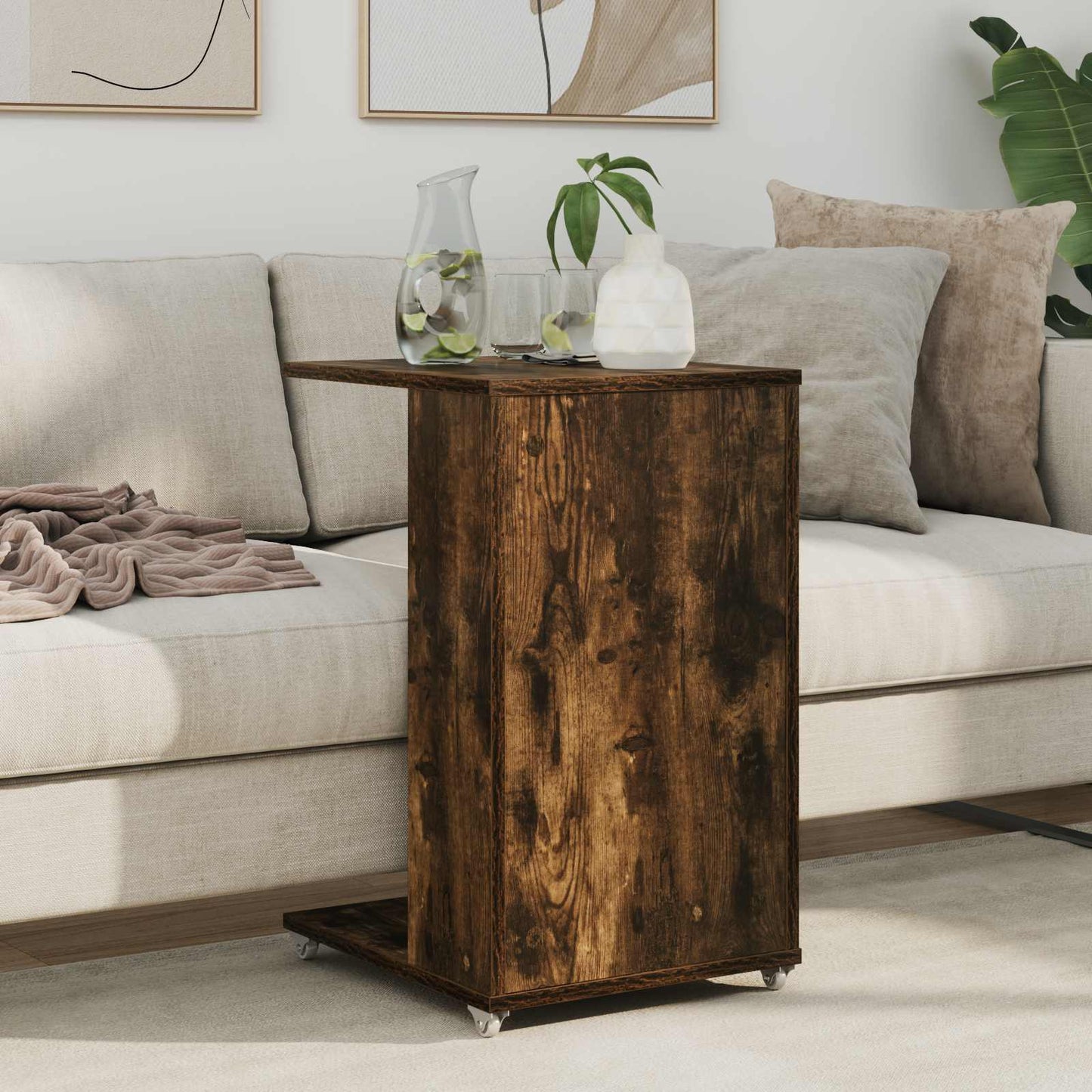 Side Table Smoked Oak 40 x 35 x 60 cm Engineered Wood