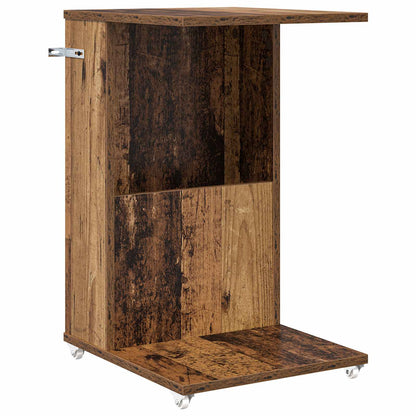 Side Table with Wheel Old Wood 40 x 35 x 60 cm Engineered Wood