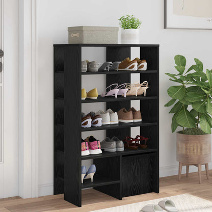 Shoe Cabinet with Shelf 2 pcs Black Oak Engineered Wood
