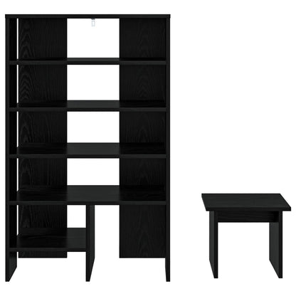 Shoe Cabinet with Shelf 2 pcs Black Oak Engineered Wood