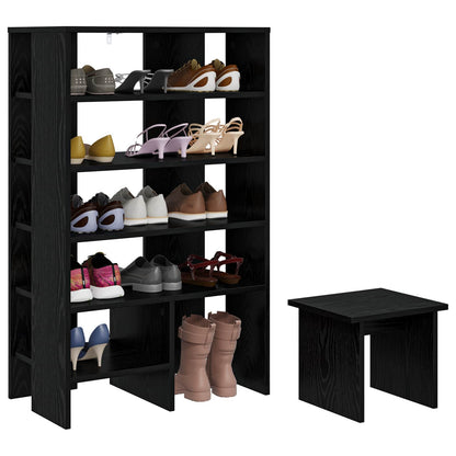 Shoe Cabinet with Shelf 2 pcs Black Oak Engineered Wood