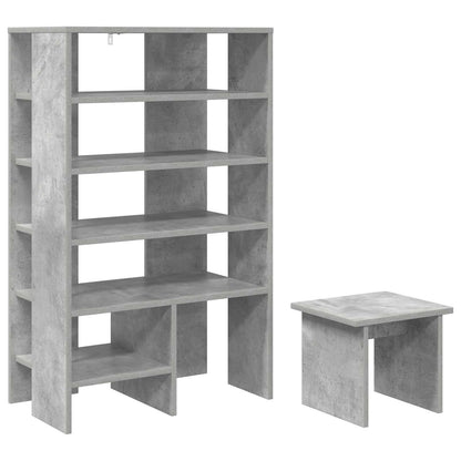Shoe Cabinet with Shelf 2 pcs Concrete Grey Engineered Wood
