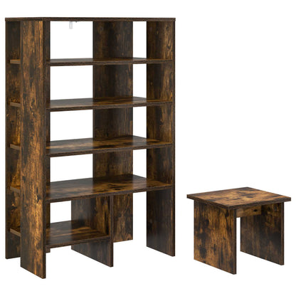 Shoe Cabinet with Shelf 2 pcs Smoked Oak Engineered Wood