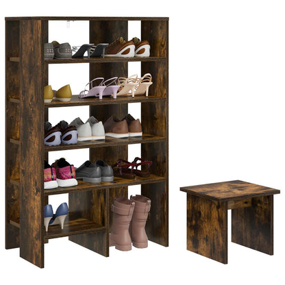 Shoe Cabinet with Shelf 2 pcs Smoked Oak Engineered Wood
