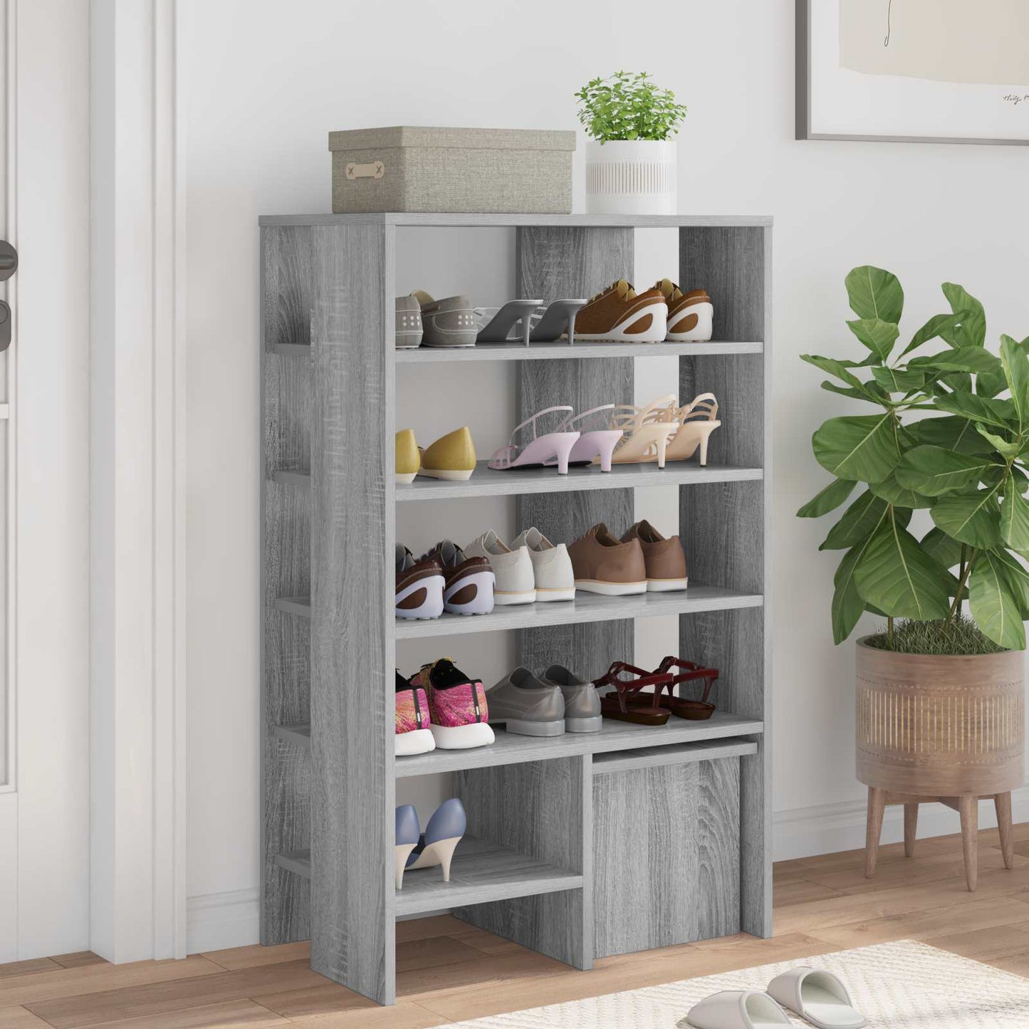 Shoe Cabinet with Shelf 2 pcs Grey Sonoma Engineered Wood