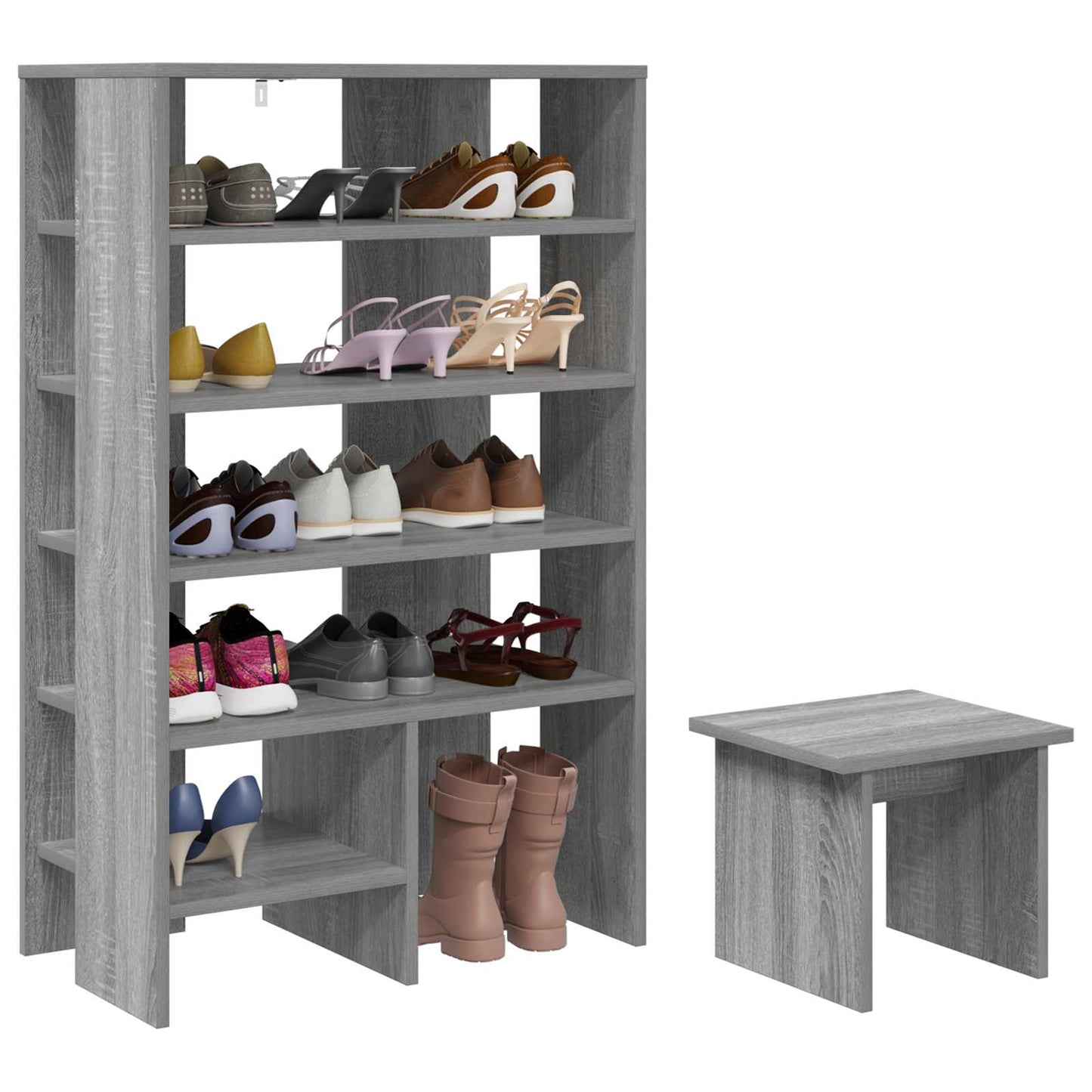 Shoe Cabinet with Shelf 2 pcs Grey Sonoma Engineered Wood