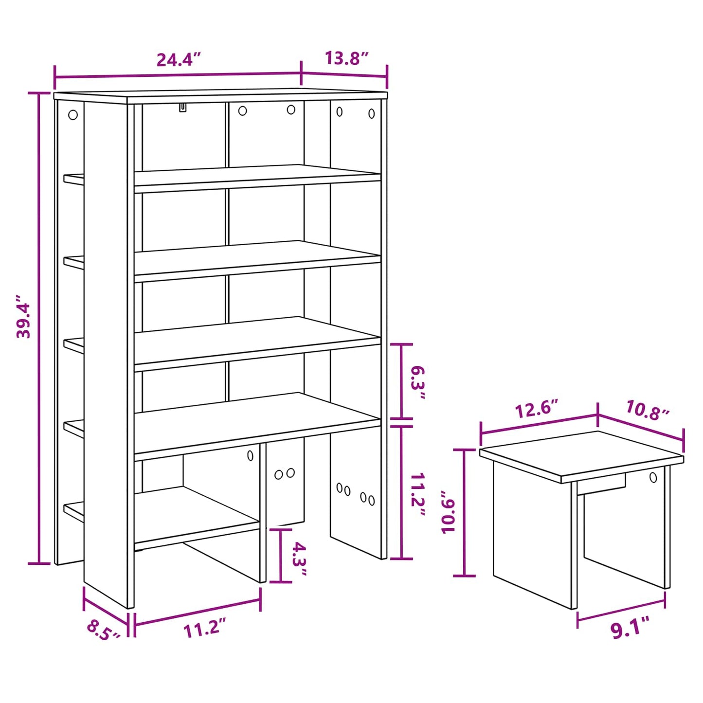 Shoe Cabinet with Shelf 2 pcs Grey Sonoma Engineered Wood