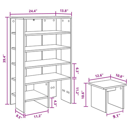 Shoe Cabinet with Shelf 2 pcs Grey Sonoma Engineered Wood